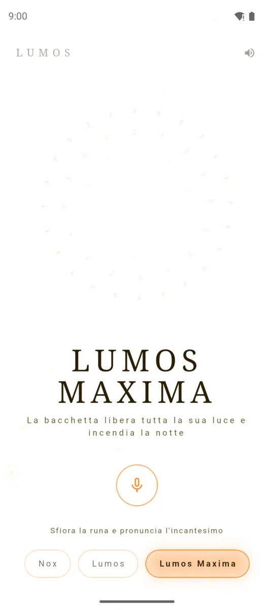 Lumos Maxima: schermo bianco e luminosità al massimo.