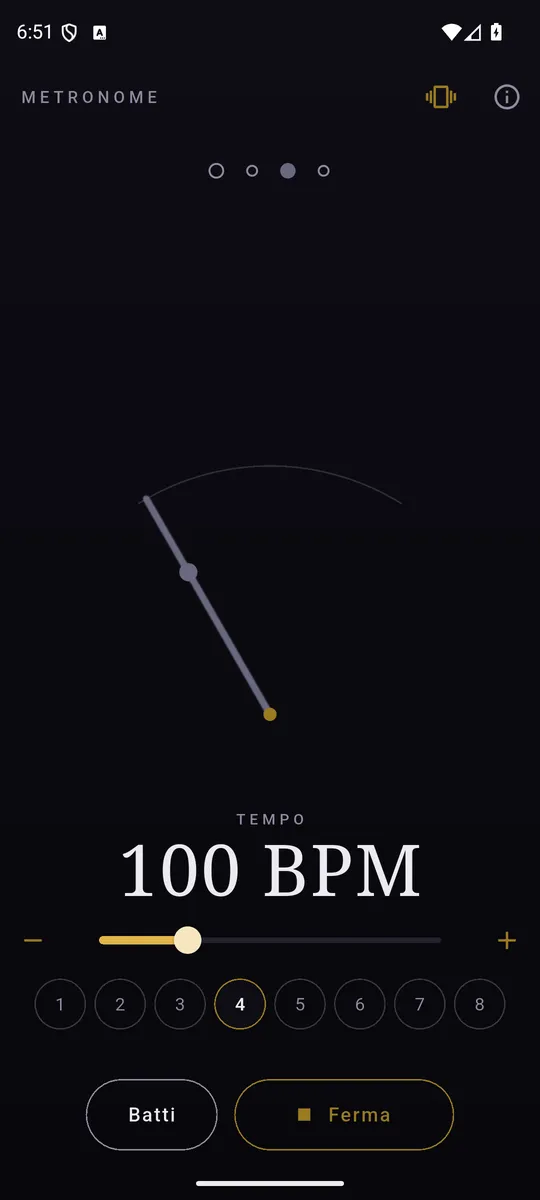Il pendolo che oscilla a tempo sotto il numero dei BPM.